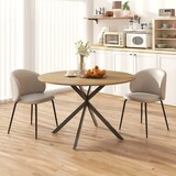 thumbnail of Standard-Esstisch rund Holz Eichefarben mit schwarzen Stahlbeinen, Ø120x75 cm, Industriestil, kratzfeste Melaminoberfläche