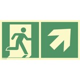 thumbnail of Notausgang rechts aufwärts, Kombi, ISO 7010, Alu, nachl., 160-mcd, 594x297 mm