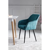 thumbnail of SalesFever Esszimmerstuhl | Stoffbezug in Samt-Optik | höhenverstellbares Metallgestell | Diamantsteppung | B 61 x T 60 x H 85 cm | türkis – schwarz
