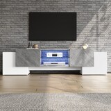 thumbnail of TV-Schrank 180x40x46 mit Bluetooth-LED, Weiß und Grau, für 60-70 Zoll Fernseher, 4 Schränke, MDF, verstellbare Trennwand