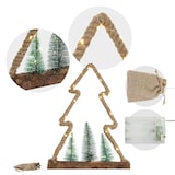 thumbnail of ECD Germany LED-Jute-Baum 35x6,5x45 cm mit 45 warmweißen LEDs, Deko Weihnachtsbaum aus Seil mit 3 Tannen & Jutesäckchen, batteriebetrieben mit Timer,
