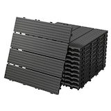 thumbnail of ECD Germany – WPC Terrassenfliesen – 30x30 cm 44 Stk.=4m² Anthrazit | geriffelt, Holzoptik, Klicksystem mit Drainage