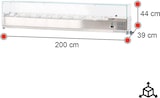 thumbnail of Romux® Kühlvitrinen für Tapas 200x39x44 cm aus Edelstahl und Glashaube mit 10 Becken GN 1/3 | Gekühlte Vitrine mit digitalem Dixell-Thermostat