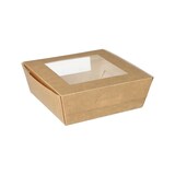 thumbnail of PAPSTAR 25 Feinkostboxen, Pappe mit Sichtfenster aus PLA eckig 750 ml 14 cm x 14 cm x 5 cm braun