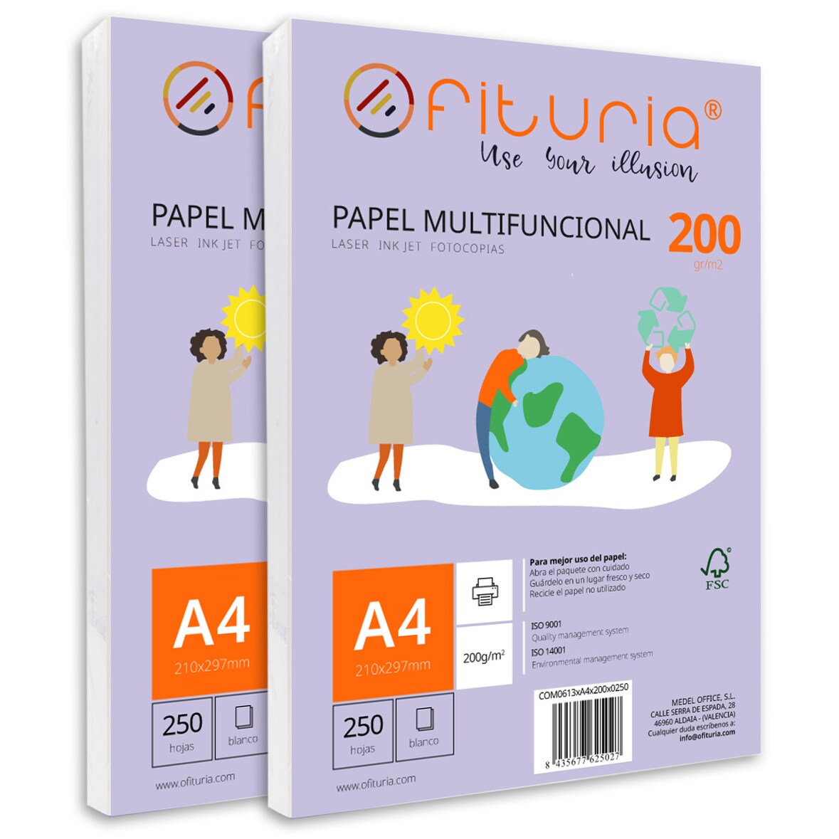 Paquete de folios A4 de 200gr con 500 Hojas Blancas para Uso Escolar y Entornos Laborales- Ofituria