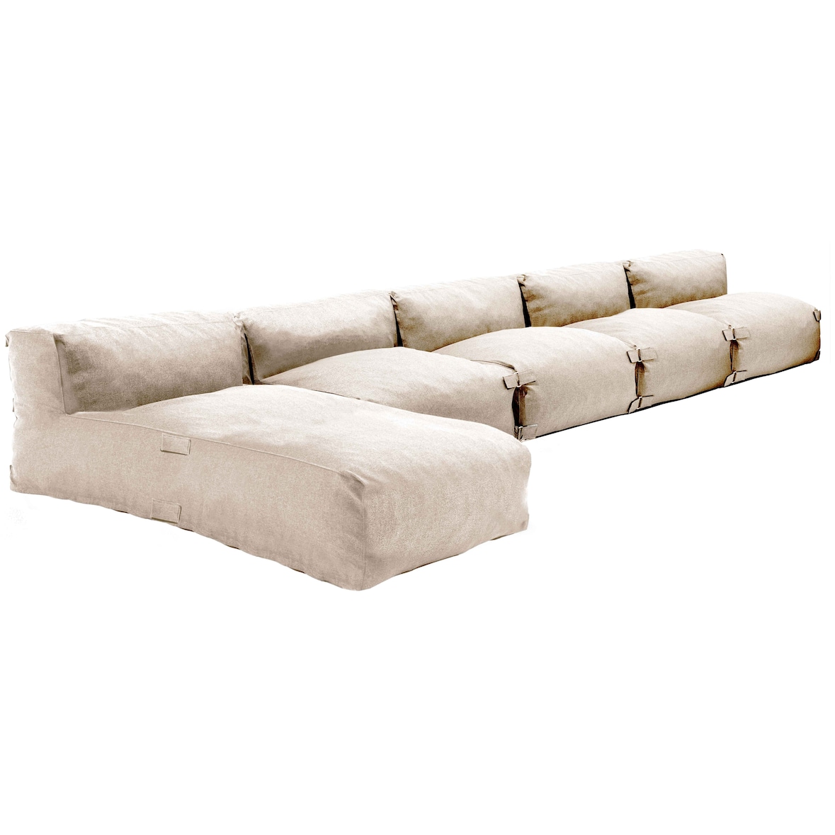 Conjunto de jardín modular 5 plazas con chaise longue beige