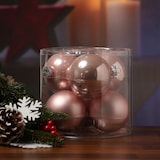 thumbnail of Christbaumkugeln Weihnachtskugeln Glas 8cm glänzend matt rosa 6 Stück
