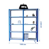 thumbnail of Módulo de 2 estantes Officlick com 5 prateleiras cada. Azul/branco 2100x1800x400 mm