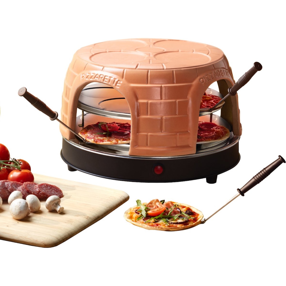 Emerio PO-116124.1  - Pizzarette - 8 Persoons - Pre-bake functie - Handgemaakte terracotta koepel