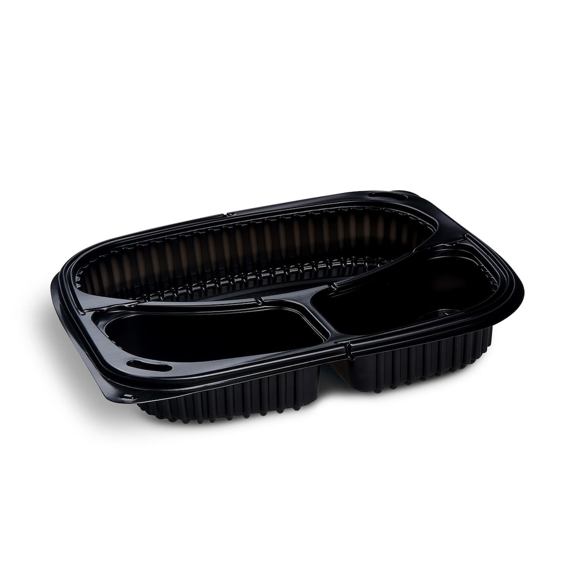 100x Mehrweg Menüschalen 3-geteilt 240 x 210 x 40 mm Mikrowellengeeignet schwarz 1000ml