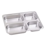 thumbnail of ECOLOMIQUE - 10 Pcs - Plateau repas inox 4 compartiments - 280x220, H: 40 mm, couvercle PP - ECO294ILT4
