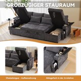 thumbnail of Schlafsofa U-Form mit Stauraum, Getränkehaltern und Kissen – Umwandelbares Sofa 272x131x86 – Modernes Design in Grau