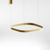 thumbnail of Criseide S/1P Q Pendelleuchte – 60 W LED, 3000 K, 3100 lm, goldfarbenes Aluminium – dimmbar, zweifarbige Phasenanschnittsbeleuchtung – Gealuce