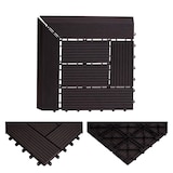 thumbnail of BERLINLODGE WPC Eck-Bodenfliese + Abschluss | BxT 30x30cm Premium | Holzoptik Terrasse | Ecke | Anthrazit versetzt