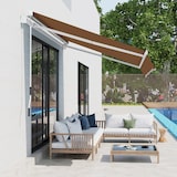 thumbnail of Outsunny toldo manual retráctil 295x245 cm toldo exterior terraza enrollable con manivela de metal protección UV toldo enrollable para balcón café
