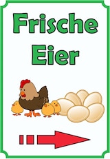 thumbnail of Verkaufsschild Schild EierHochkant mit Pfeil rechts A4 Rückseite selbstklebend