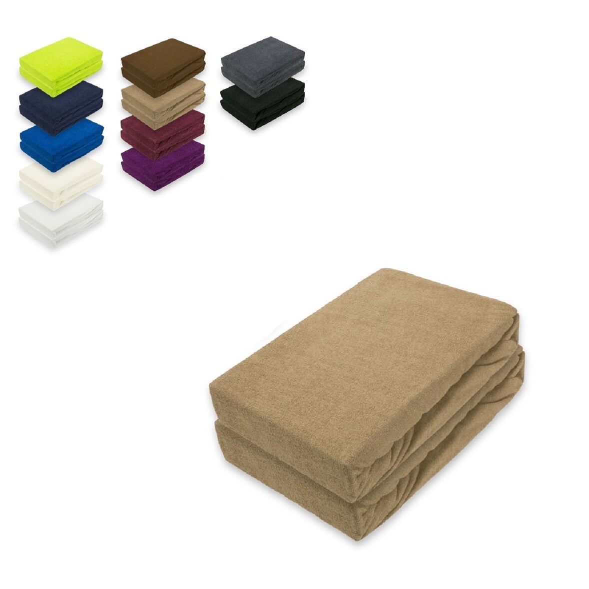 Doppelpack Frottee Spannbettlaken 90 - 100 x 200 cm Sand