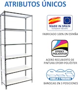thumbnail of SimonRack Estantería Metálica, 2500x800x400 mm, 6 Alturas, Bandeja Metal, 180 kg de Punto Flexión, Antracita/Blanco - Simonclick