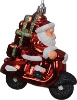 thumbnail of Christbaumschmuck Kunststoff 10cm Weihnachtsmann auf Roller Figur Bruchfest Weihnachtsbaum Anhänger Weihnachten Weihnachtsbaumschmuck Santa Claus Rot