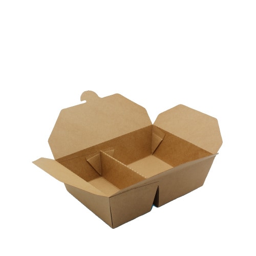 200 Takeaway Foodboxen Menübox 2000ml 2-geteilt Papier braun fettdicht