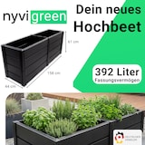 thumbnail of NYVI Hochbeet NYVIGreen XL 158x44x61cm 392 Liter - Kunststoff Kräuterbeet für Garten, Terrasse, Balkon - Wetterfest, UV-resistent, Rostfrei, Langlebig