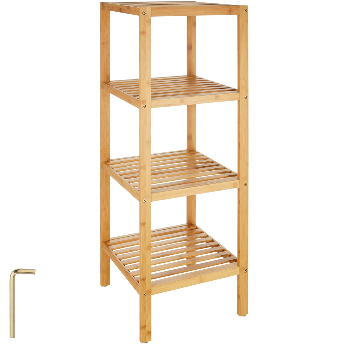 tectake Scaffale verticale in bambù 4 piani 33 x 33 x 97 cm - marrone - 401647
