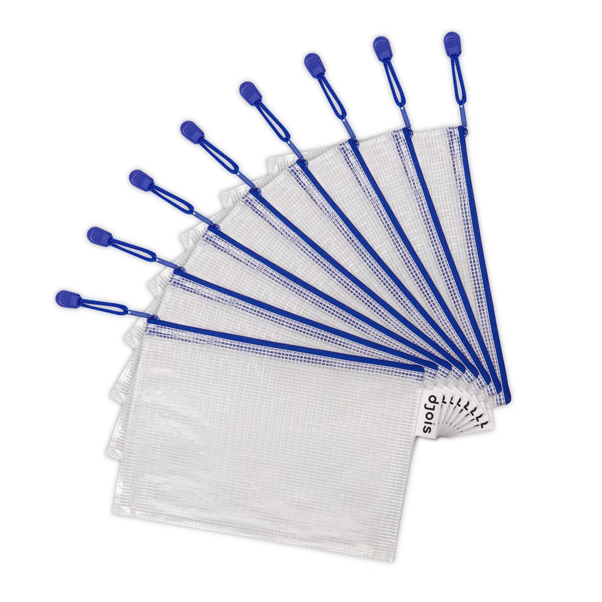 DJOIS by Tarifold confezione da 8 buste in PVC con zip A5, blu