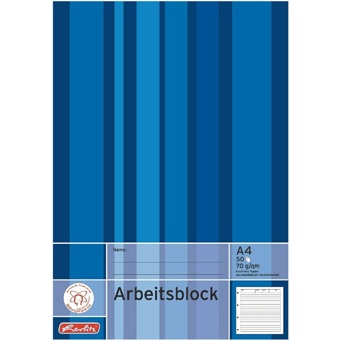 Arbeitsblock A4 liniert VE=50 Blatt