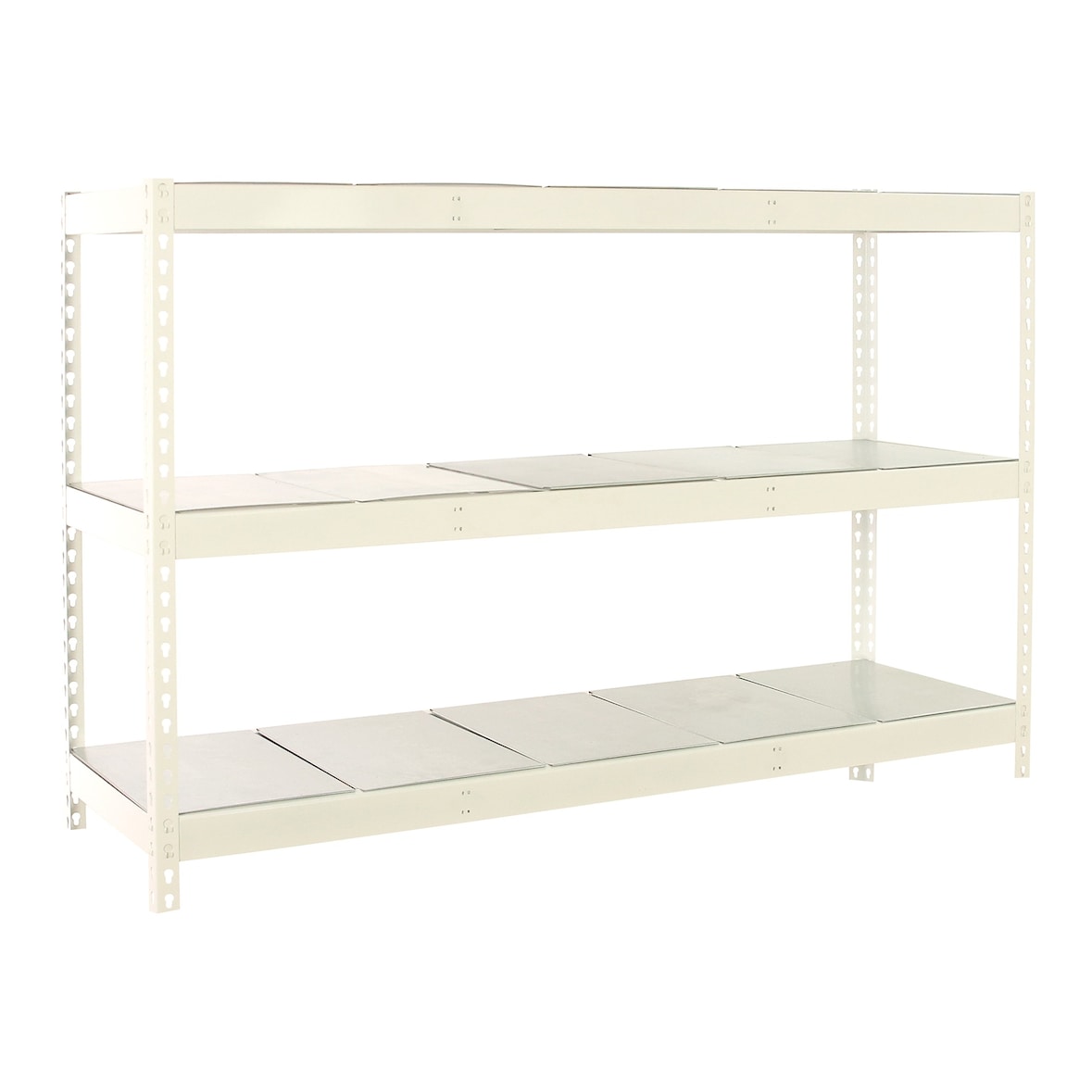 SimonRack Industrieregal, 2000x2400x600 mm, 400 kg am Biegepunkt, 3 Metallböden, Garagenregal, Weiss/Verzinkt- Simonforte