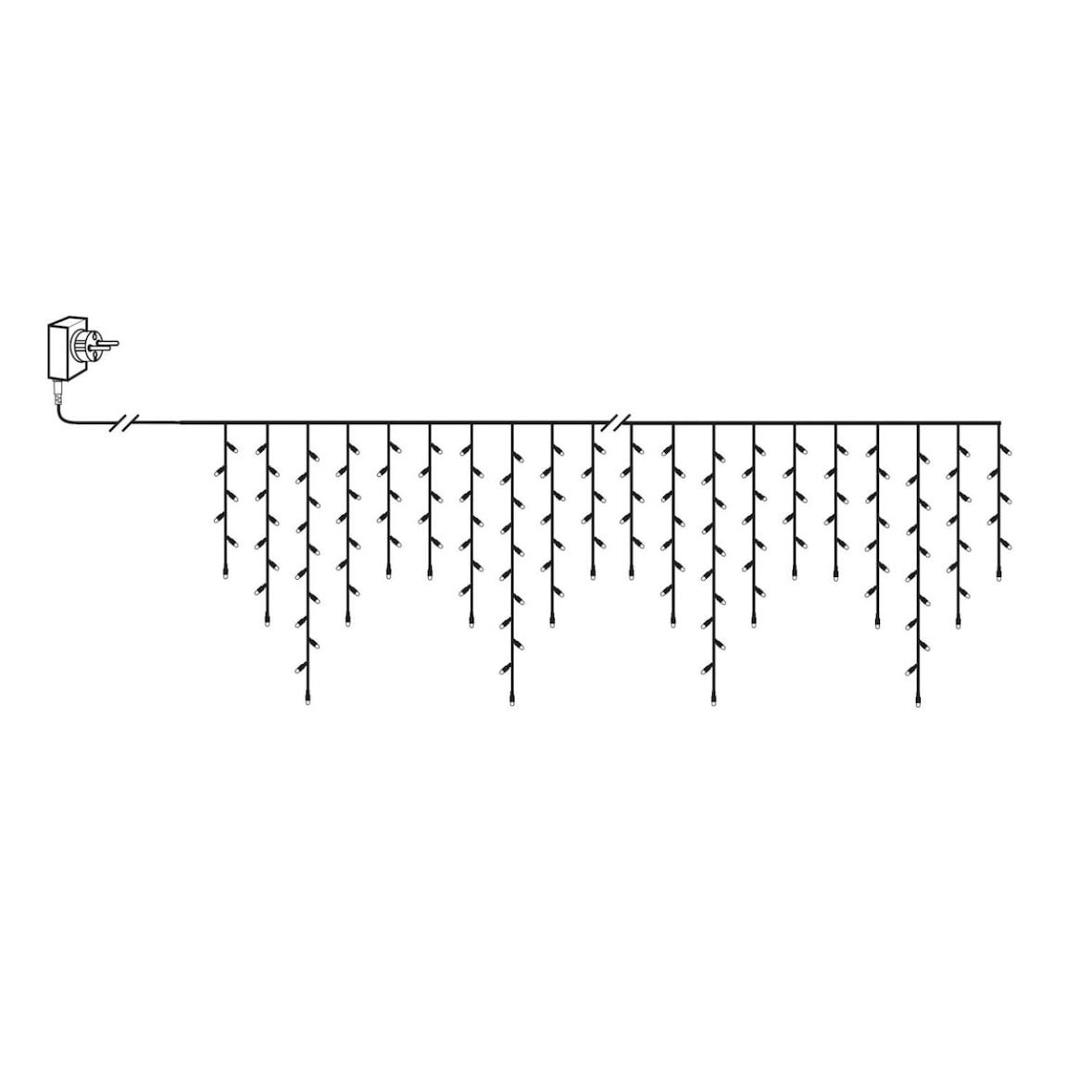 LED Lichtvorhang Eisregen Lichterkette 480 LED 11,9m Innen Außen Weihnachten