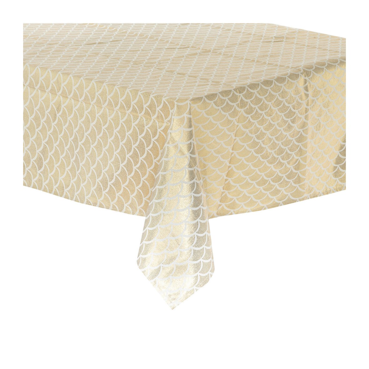 Nappe de Fêtes Imprimée Art Déco Blanc et Doré 140 x 360 cm