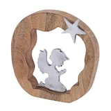thumbnail of Dekofigur Betender Engel 20x20cm Holzfigur Glücksengel Mangoholz Aluminium
