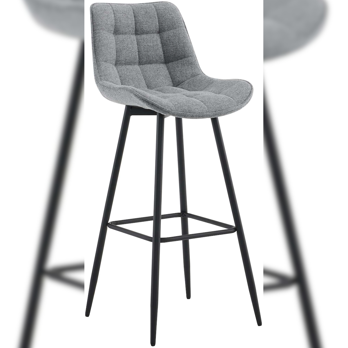 DELUKE Barhocker SYDNEY - Grau, Stoff | Barhocker mit Lehne Barstuhl Tresenhocker Tresenstuhl Kneipenhocker Kneipenstuhl