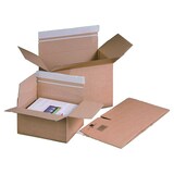 thumbnail of 10x Schnellaufrichtekarton 229x164x(50)-115mm variable Höhe Selbstklebeverschluss Aufreißfaden Automatikboden A5+