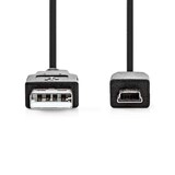 thumbnail of Nedis USB-Kabel - USB 2.0 - USB-A Stecker - USB Mini-B 5 pin Stecker - 480 Mbps - Vernickelt - 5.00 m - Rund - PVC - Schwarz - Label