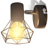thumbnail of Wandleuchten 2 Stk. LED-Glühlampe Industrie-Stil Drahtschirm Schwarz