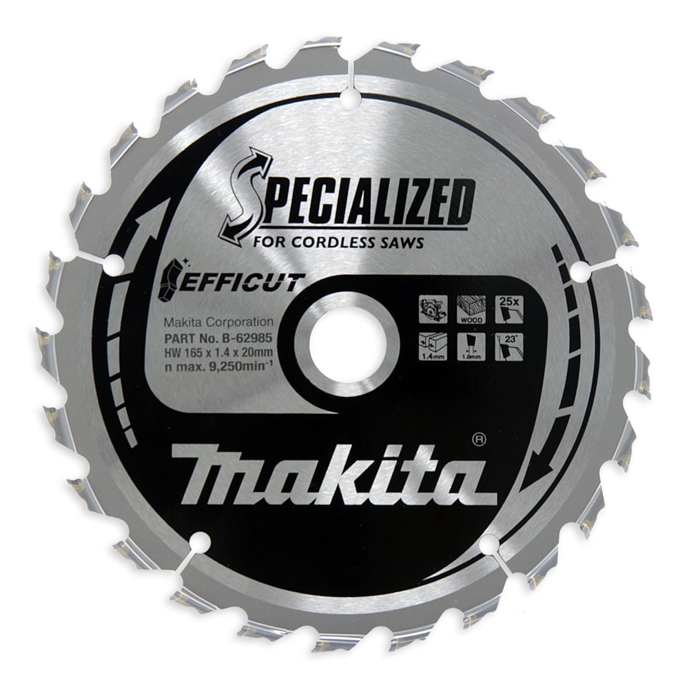 Makita EFFICUT Sägeblatt | 165x1,4x20, 25Z | Holz Kreissäge Akku | B-62985