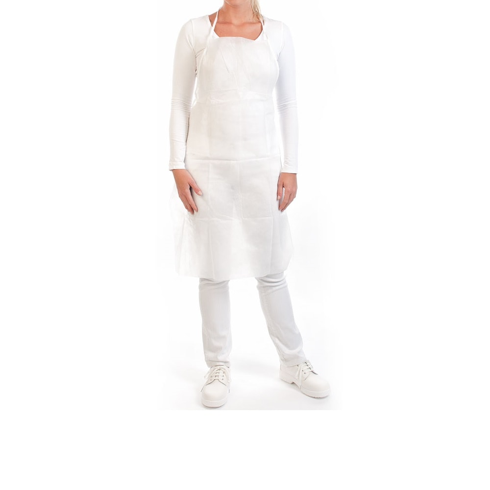 20x Einwegschürze aus PP Weiss 70x90 cm lebensmittelecht Schürze Latzschürze einweg