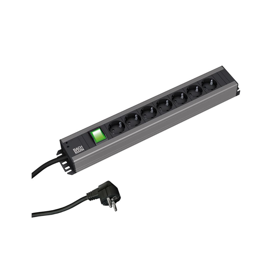 Bachmann Handwerkerleiste 7-fach 35°, 19"-kompatibel, mit Schalter