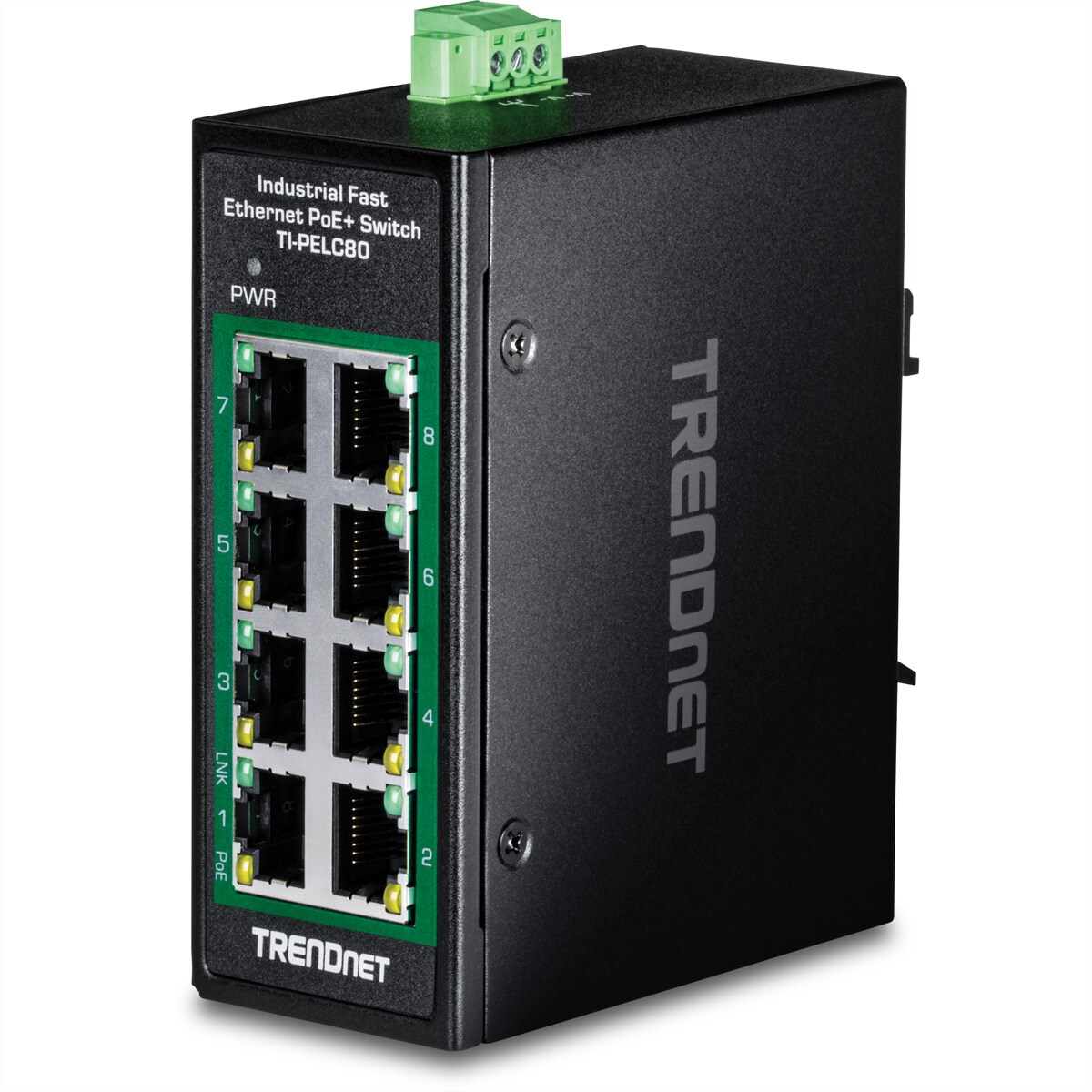 TRENDnet TI-PELC80 8-Port Ethernet PoE+ Industrial DIN-Rail Mini Switch