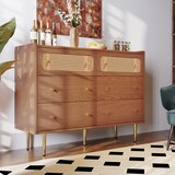 thumbnail of Merax Rattan Schubladenkommode mit 6 Schubladen Sideboard Highboard B120 x T40 x H90 cm Braun