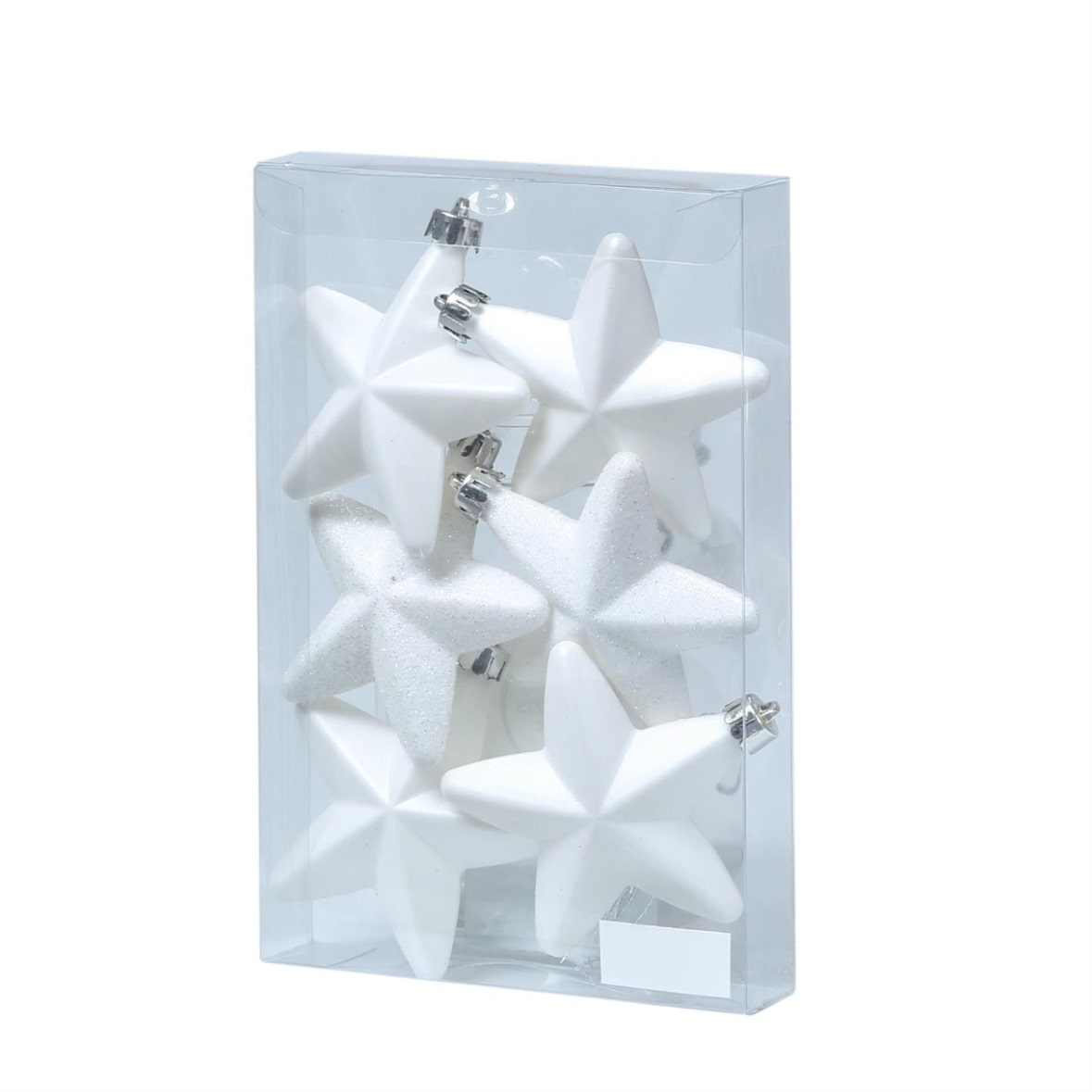 Christbaumschmuck Weihnachtsbaumschmuck Sterne bruchfest weiß 6St.