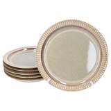 thumbnail of 6er Set Speiseteller Bistro Ø 26,6 cm Steingut braun Rillen-Retro