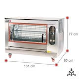 thumbnail of Romux® Girarrosto a Gas Butano Planetario per 12 Polli di 101x63 cm in Acciaio Inox con 1 Spiedo | Temperatura max 300°C - 8400W