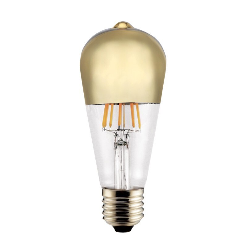 Bombilla LED E27 ST64 medio espejo Oro 6W