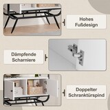 thumbnail of Metallregal mit Schrank Doppeltür Weiß+Schwarz 80x30x180 cm 4 Ablagen Stahlrohr MDF stabile hohe Füße modernes Design