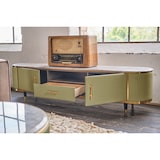 thumbnail of Mueble bajo para TV MARIA de KAWOLA, tapa de mármol, piel sintética, color verde oliva