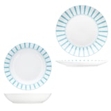 thumbnail of Split türkis 12tlg Tafelservice Porzellan Speiseteller Suppenteller Streifen