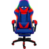 thumbnail of Sedia Con LED RGB Telecomando Poltrona Ufficio Scrivania Casa PC Racing Girevole Ergonomica Ecopelle Cuscino Lombare Poggiapiedi Blu e Rosso