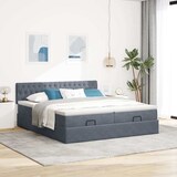 thumbnail of vidaXL Ottoman-Bett mit Matratzen & LEDs Dunkelgrau 200x200 cm Samt